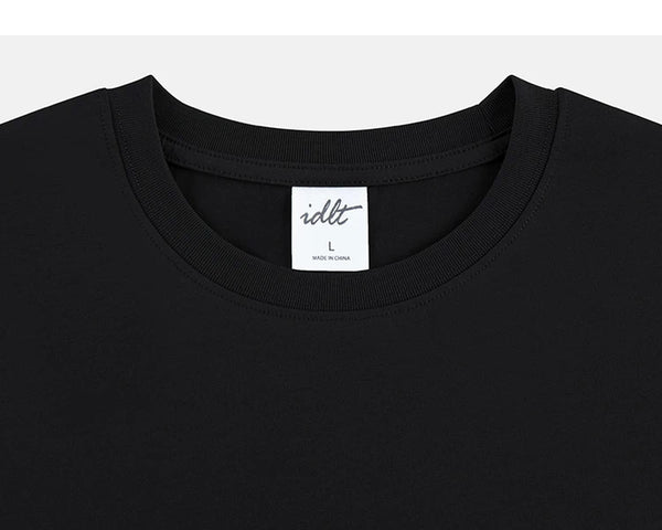 IDLT T-shirt, black crewneck.