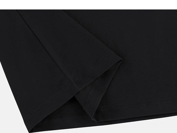 IDLT T-shirt, black folded hem.