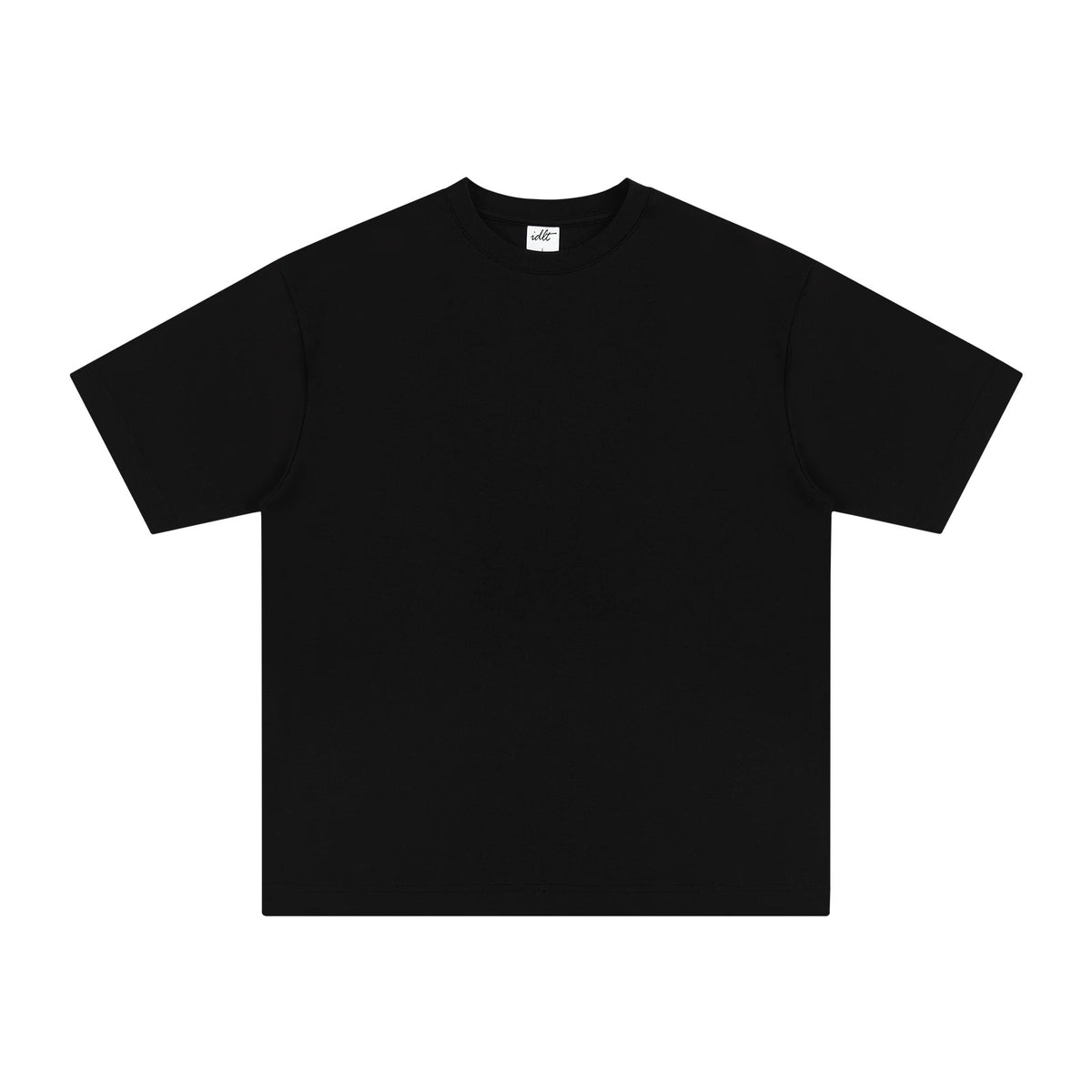 IDLT T-shirt, black front.