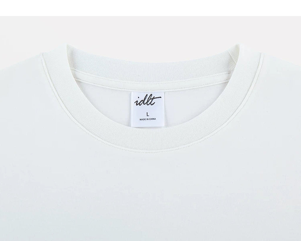 IDLT T-shirt, white crewneck.