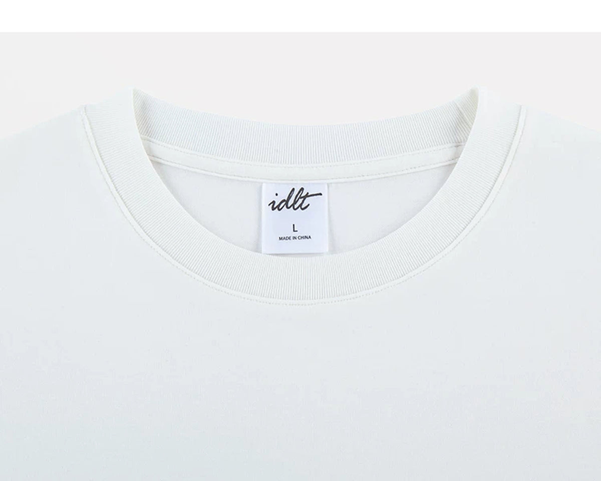 IDLT T-shirt, white crewneck.