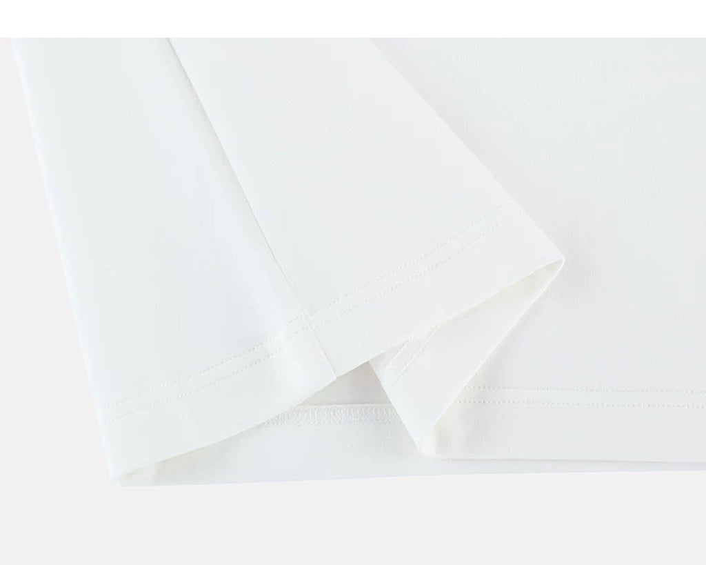 IDLT T-shirt, white folded hem.