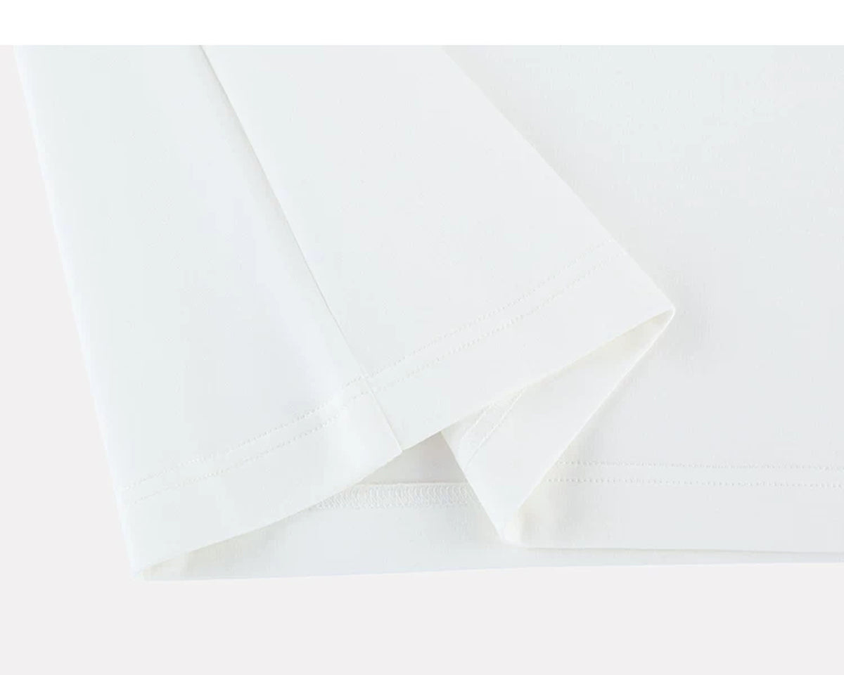 IDLT T-shirt, white folded hem.