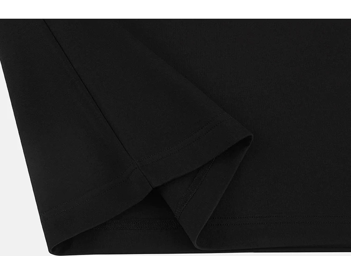 IDLT T-shirt, black folded hem.