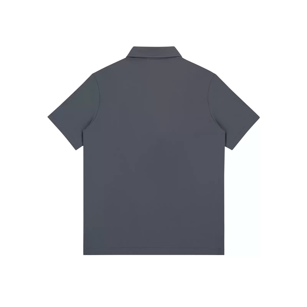 IDLT polo shirt, dark gray back.