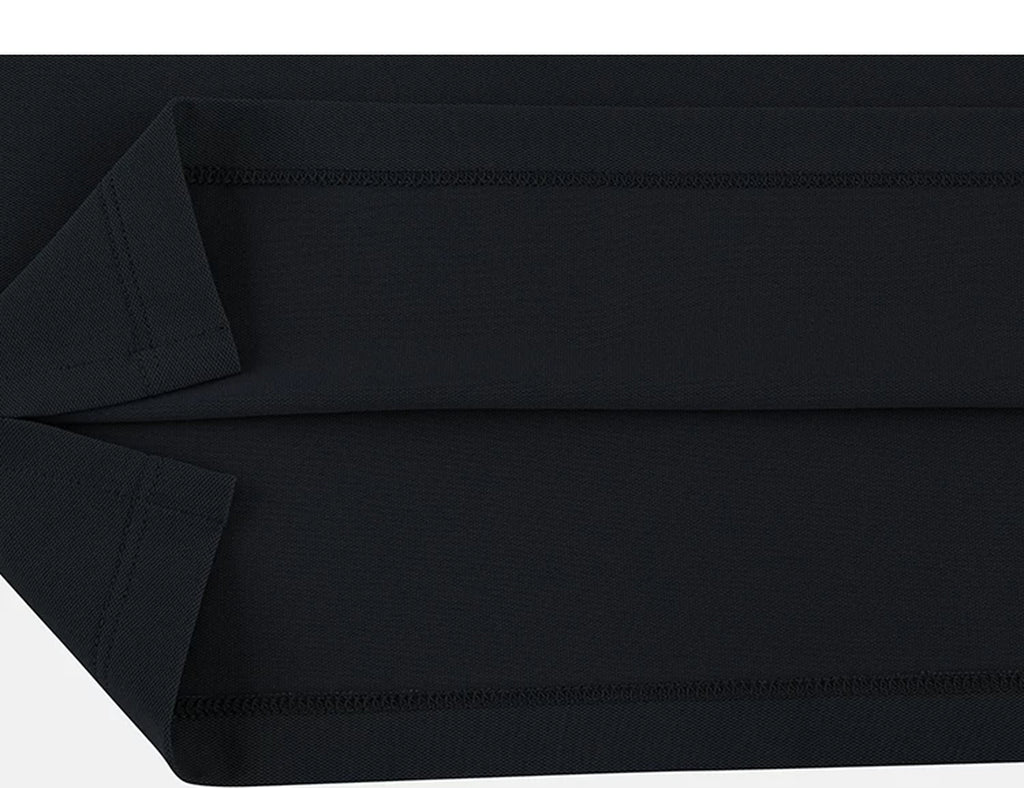 IDLT polo shirt, black inner hem stitching.