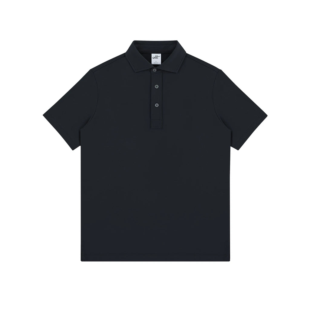 Clean-Cut Short-Sleeve Polo, black front view.