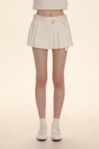 Dual - Sided Satin Ribbon Pleated Mini Skirt - COPPING THREADS - MOROMORO