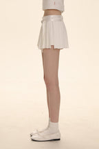 Dual - Sided Satin Ribbon Pleated Mini Skirt - COPPING THREADS - MOROMORO