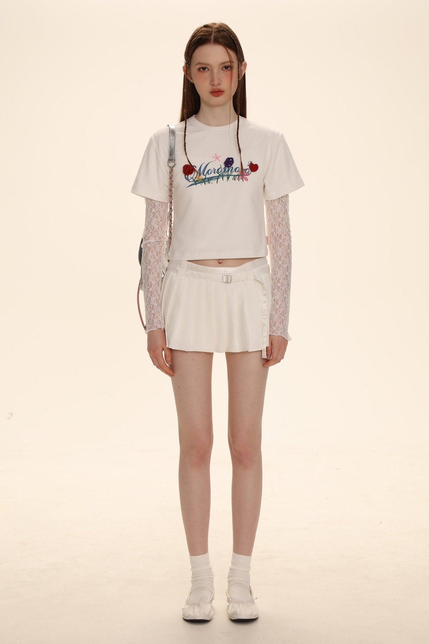 Dual - Sided Satin Ribbon Pleated Mini Skirt - COPPING THREADS - MOROMORO