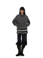 Dual Zippers Snowflake Hand - Embroidered Pearl Wool Cardigan - COPPING THREADS - MOROMORO