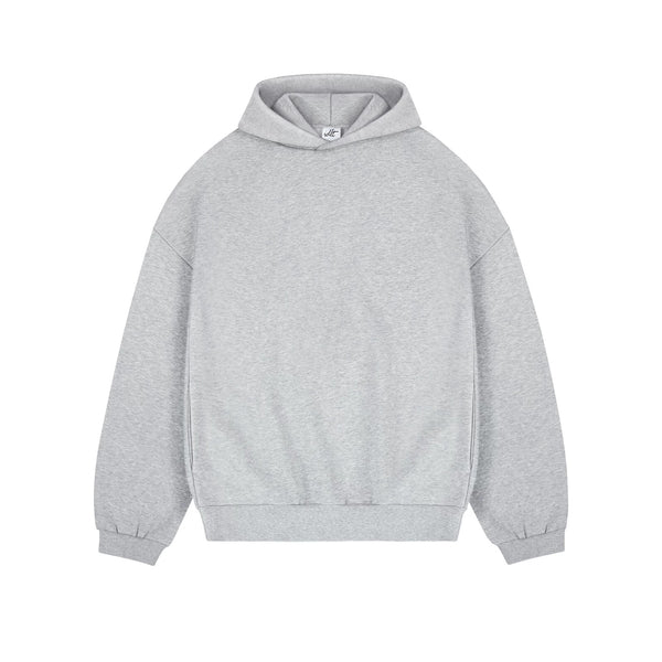 IDLT hoodie, heather gray front.