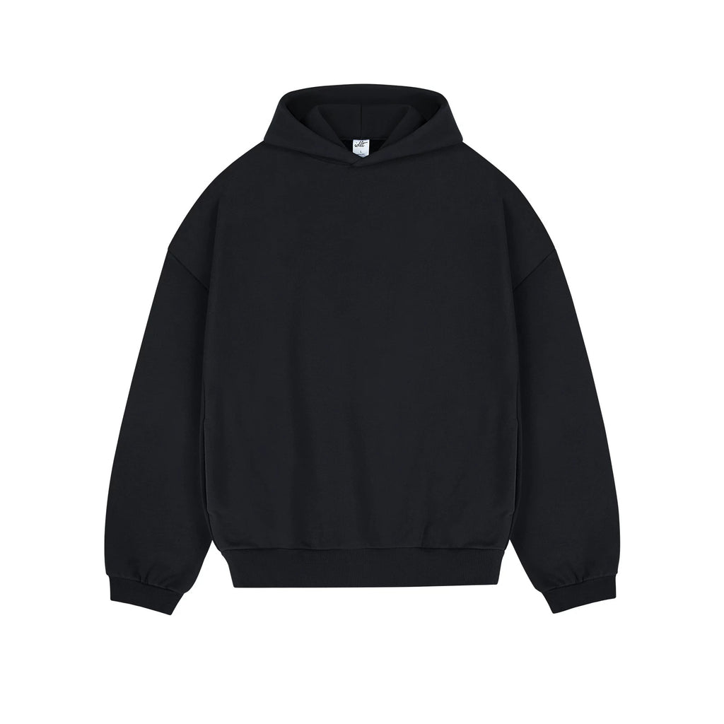 IDLT hoodie, black front.