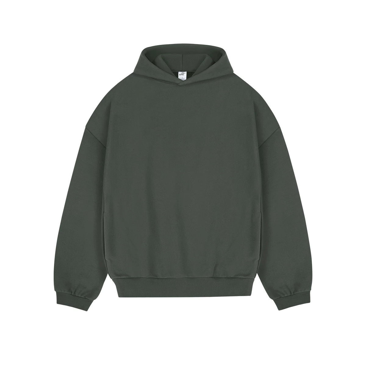 IDLT hoodie, green front.
