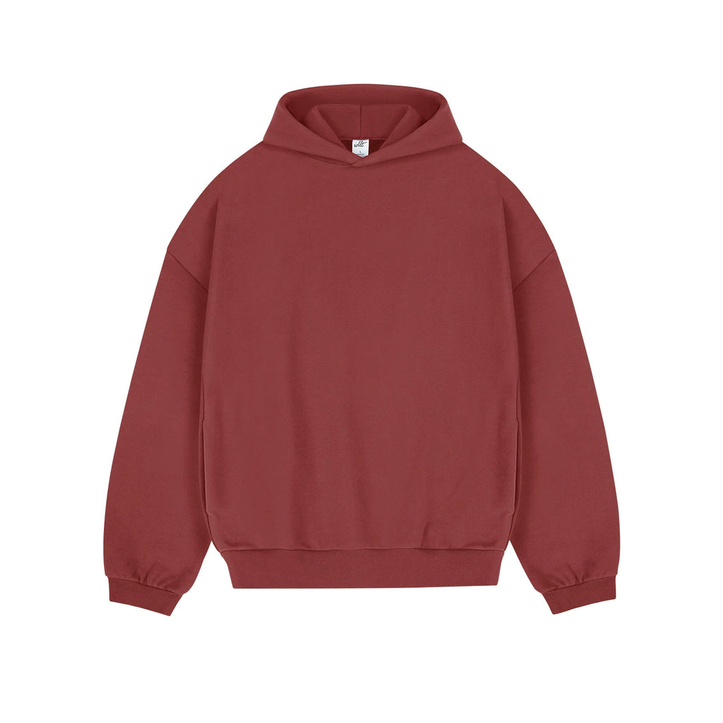 IDLT hoodie, red front.