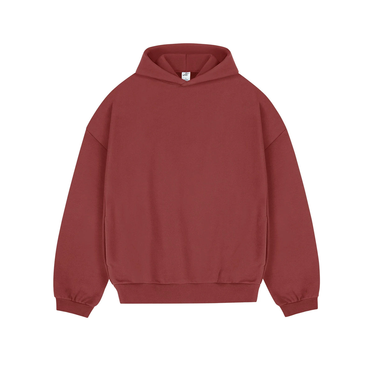 IDLT hoodie, red front.
