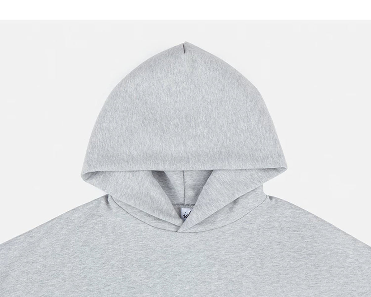 IDLT hoodie, heather gray hood.