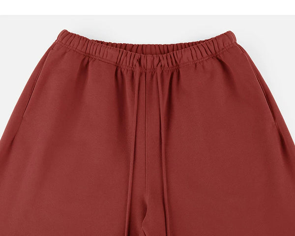IDLT wide leg sweatpants, red waistband.