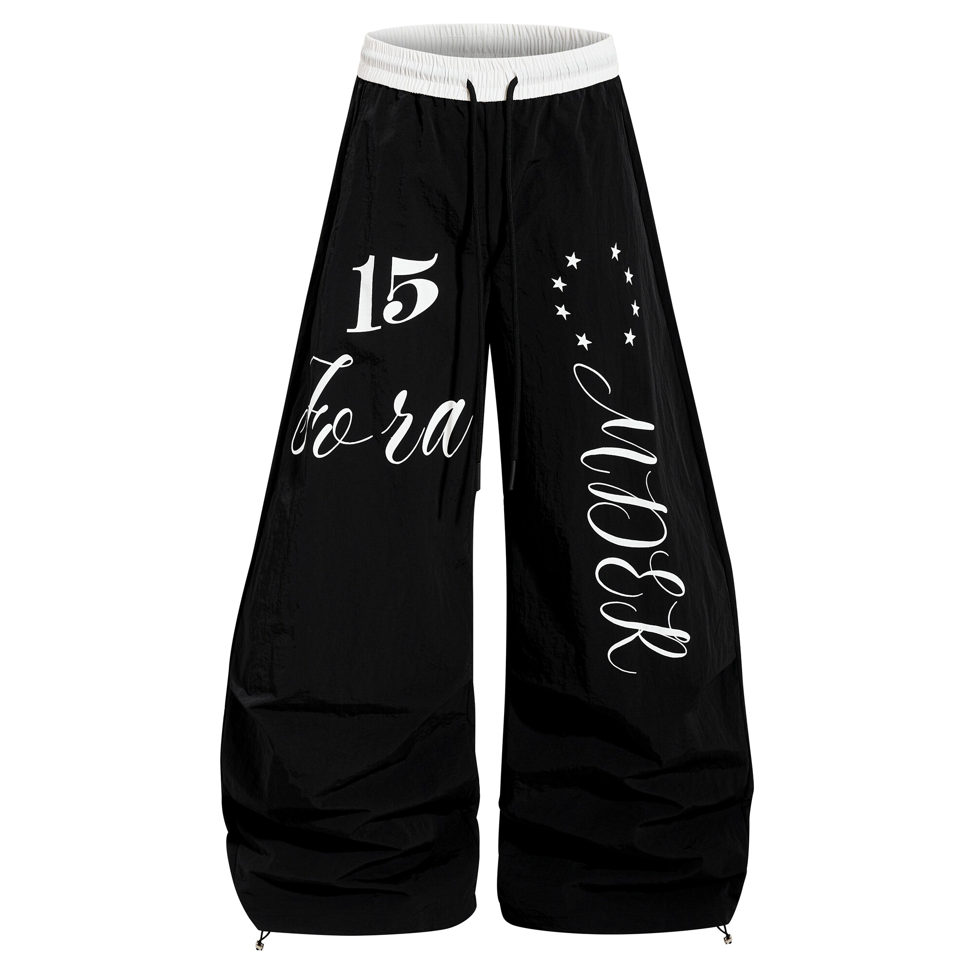 Color-Block Letter Print Parachute Pants
