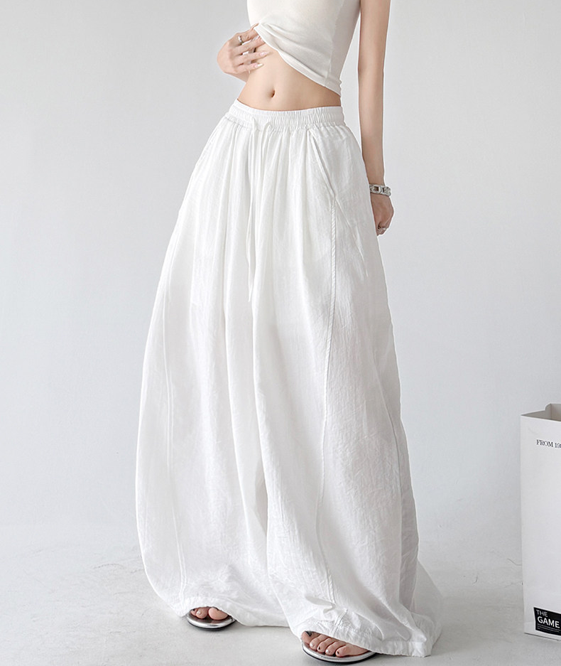 Soft Drape Linen-Blend Wide Leg Pants - CT6234