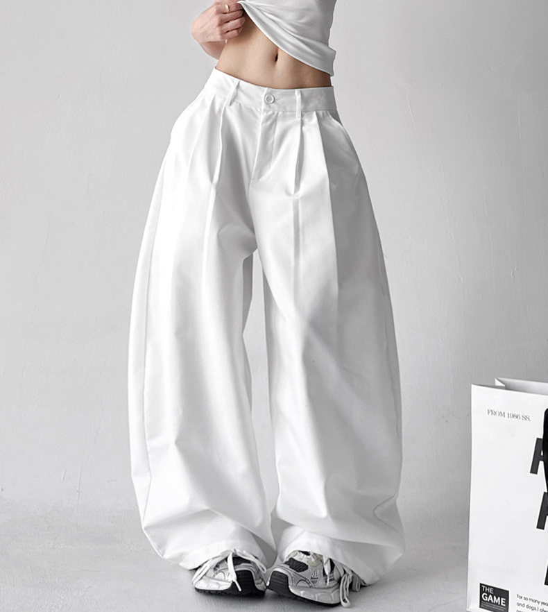 Draped Fit Pleated Wide Leg Trousers