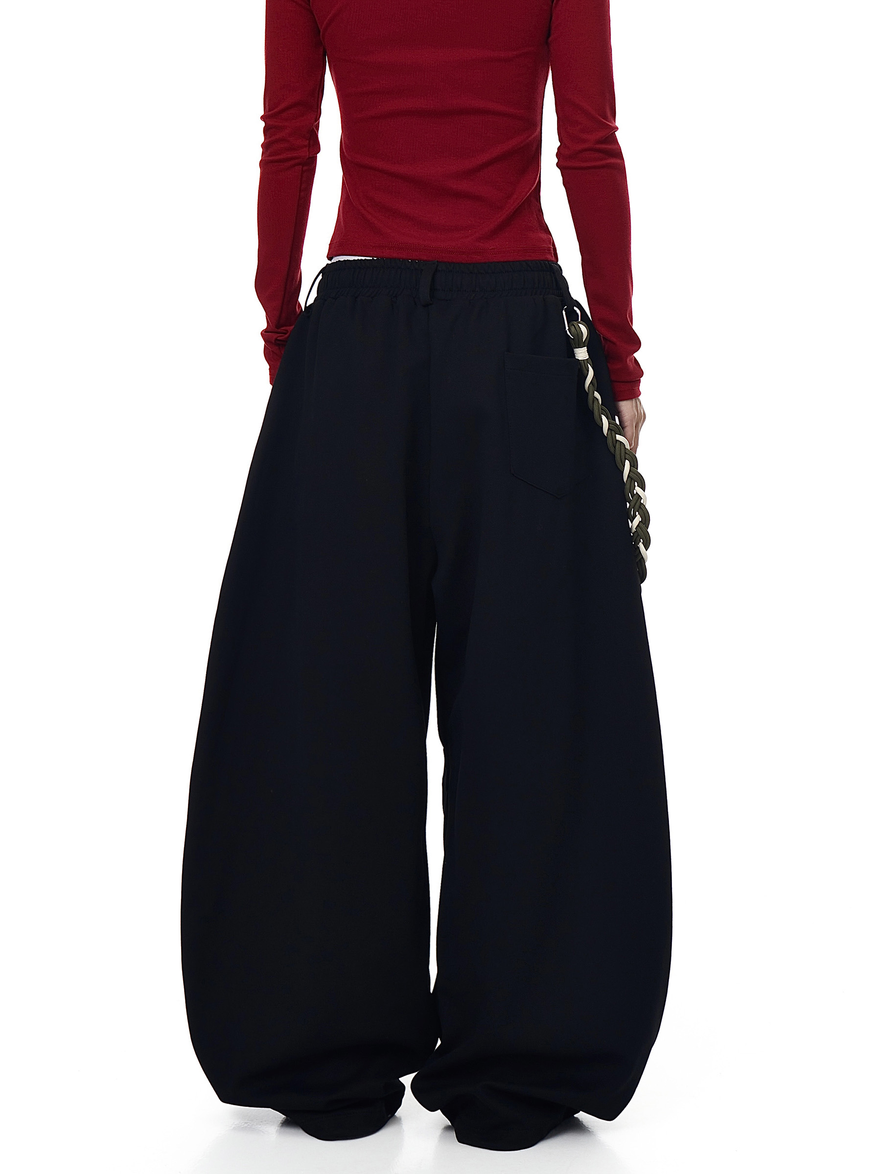 Rope‑Belt Baggy Scythe Sweatpants