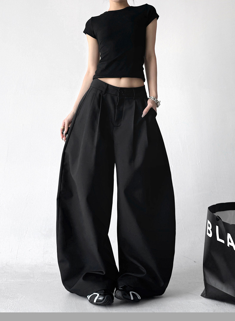 Draped Fit Pleated Wide Leg Trousers