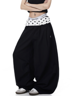 Polka Dot Fold-Over Waist Parachute Pants