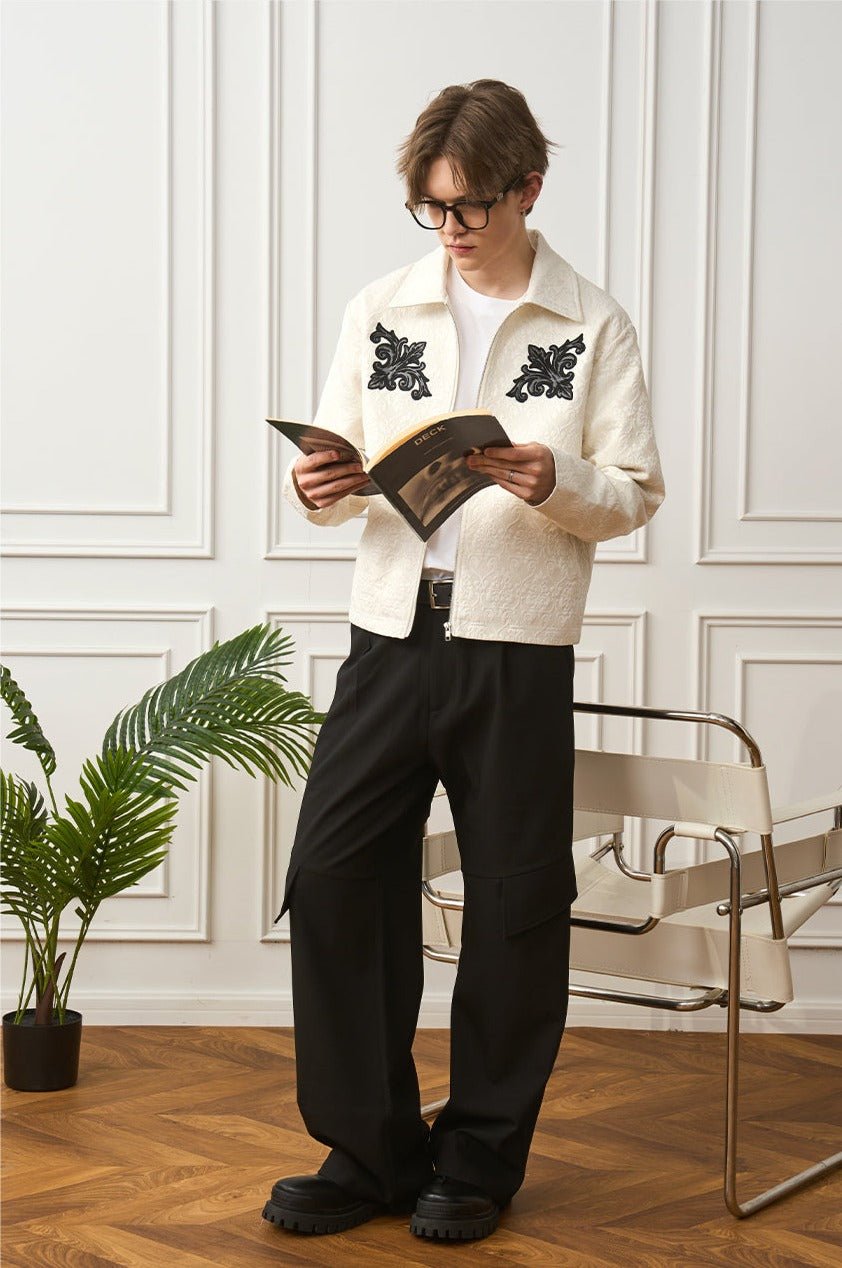 Embossed Jacquard Collar Zip - up Jacket - COPPING THREADS - Harsh and Cruel