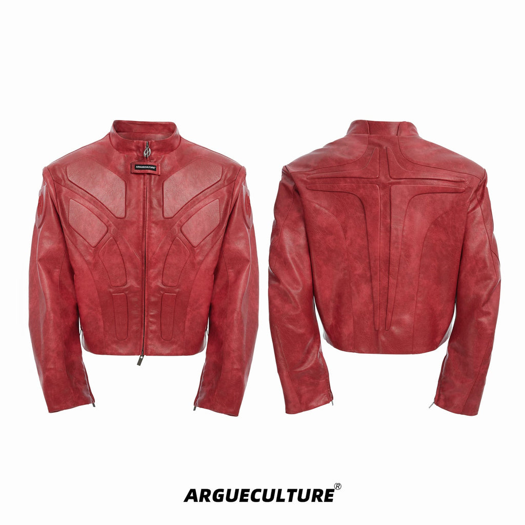 Embossed Panel Stand-Collar Moto Jacket - COPPING THREADS - Argue Culture