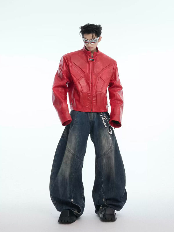 Embossed Panel Stand-Collar Moto Jacket - COPPING THREADS - Argue Culture