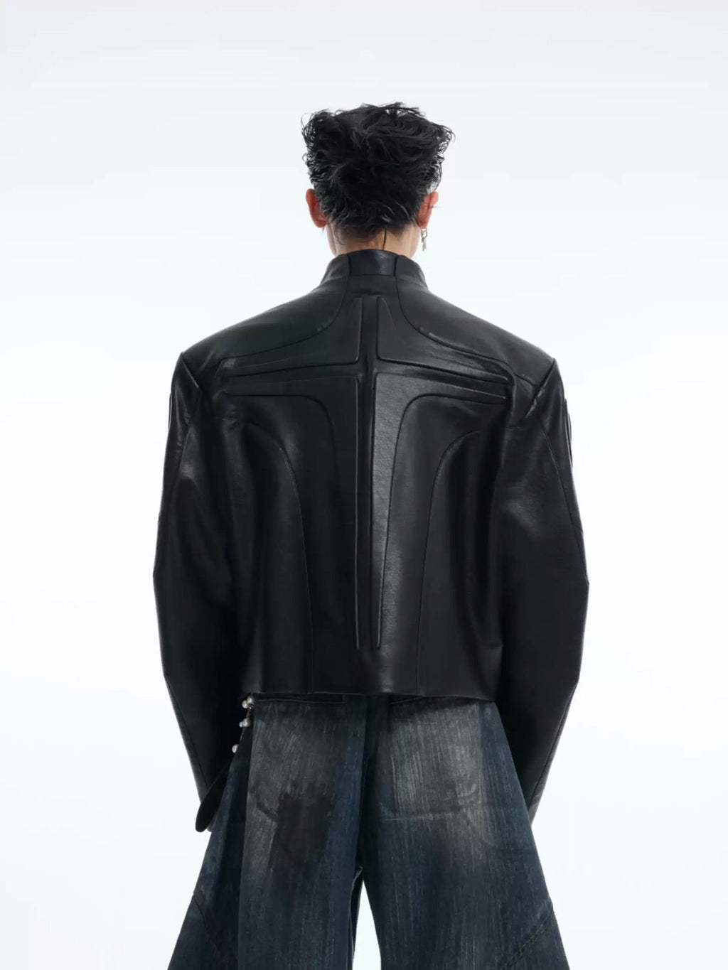 Embossed Panel Stand-Collar Moto Jacket - COPPING THREADS - Argue Culture