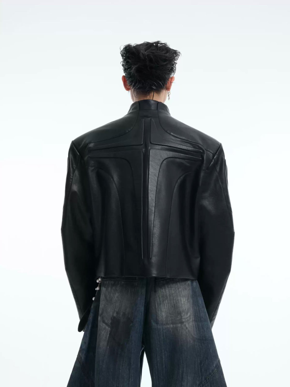 Embossed Panel Stand-Collar Moto Jacket - COPPING THREADS - Argue Culture