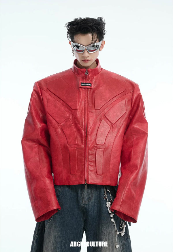Embossed Panel Stand-Collar Moto Jacket - COPPING THREADS - Argue Culture