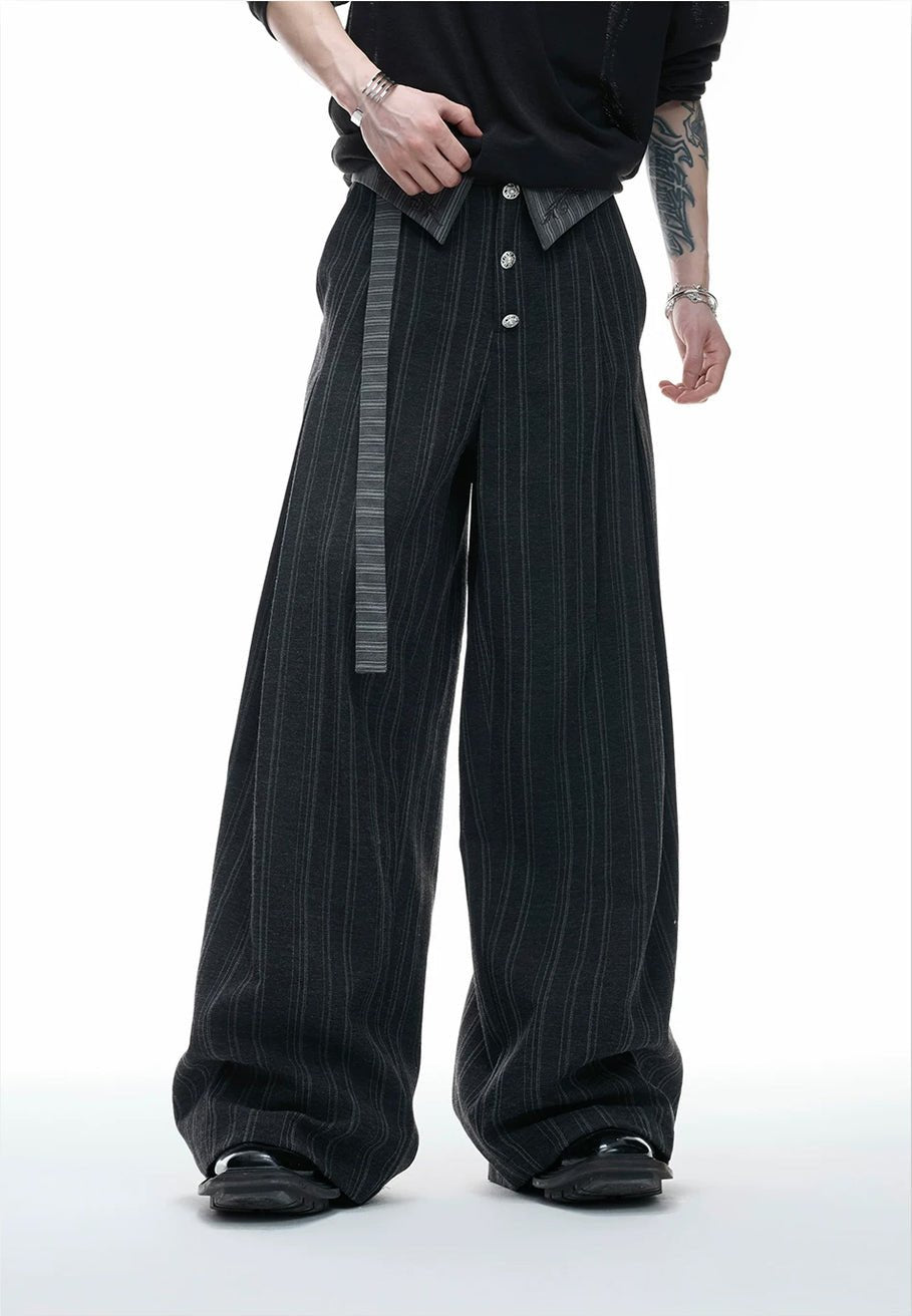 Embroidered Asymmetric Stripe Shirt Set - COPPING THREADS - Argue Culture