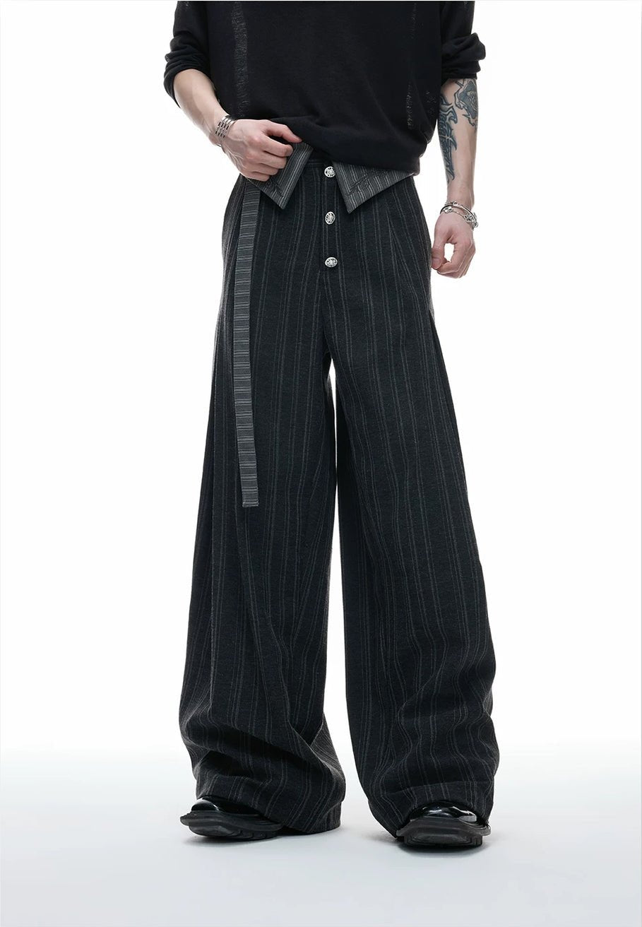 Embroidered Asymmetric Stripe Shirt Set - COPPING THREADS - Argue Culture