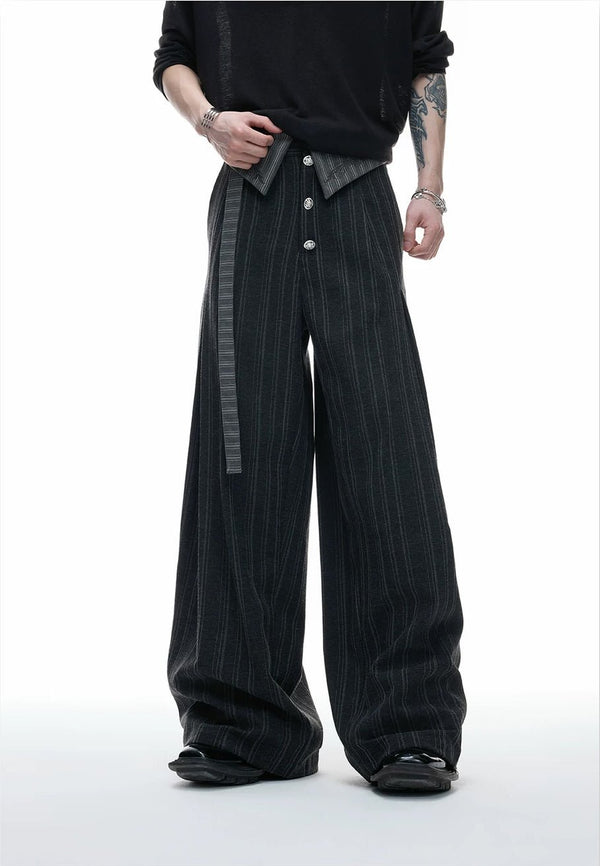 Embroidered Asymmetric Stripe Shirt Set - COPPING THREADS - Argue Culture