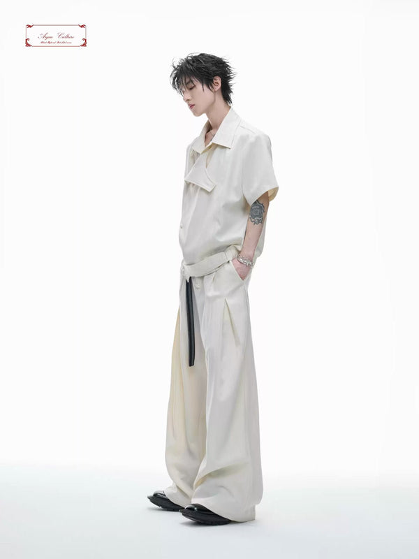 Embroidered Asymmetric Stripe Shirt Set - COPPING THREADS - Argue Culture