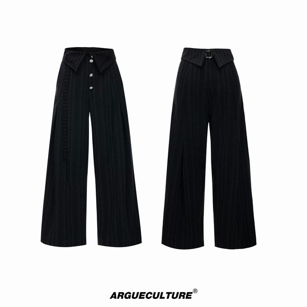 Embroidered Asymmetric Stripe Shirt Set - COPPING THREADS - Argue Culture