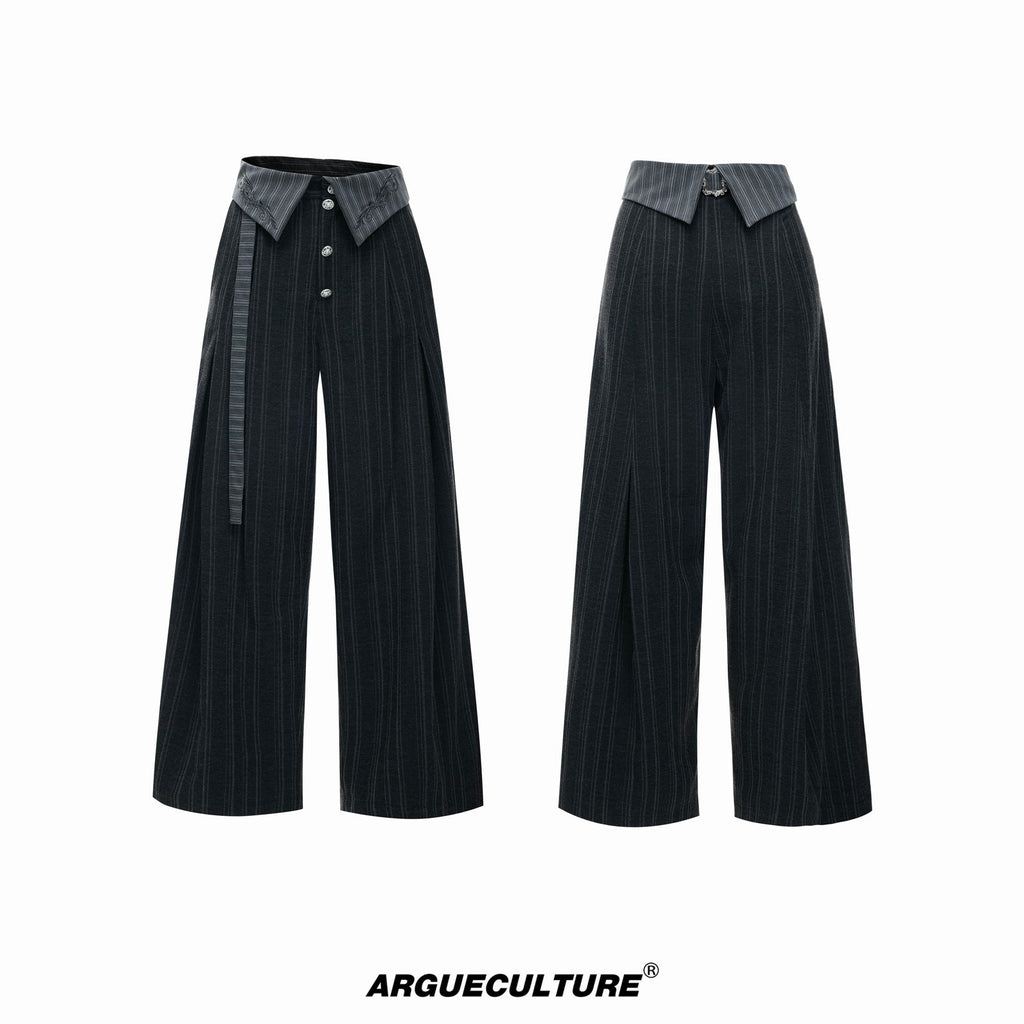 Embroidered Asymmetric Stripe Shirt Set - COPPING THREADS - Argue Culture