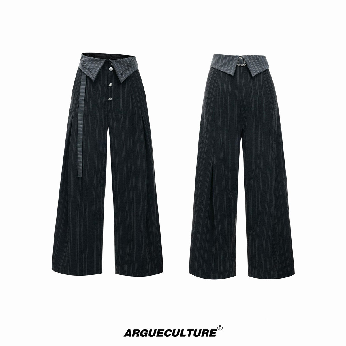 Embroidered Asymmetric Stripe Shirt Set - COPPING THREADS - Argue Culture