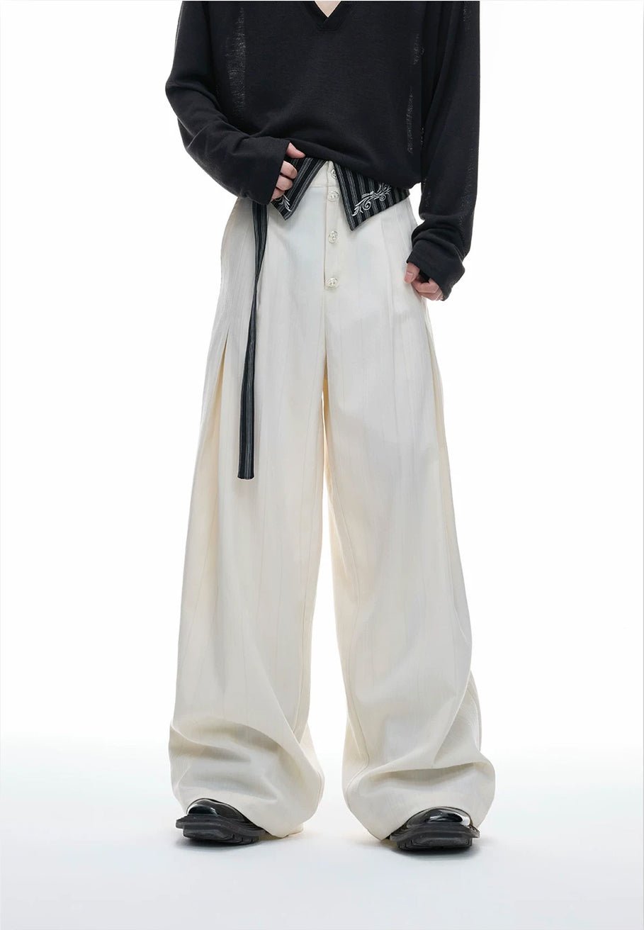 Embroidered Asymmetric Stripe Shirt Set - COPPING THREADS - Argue Culture