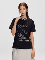 Embroidered Beaded Lettering Graphic Tee - COPPING THREADS - RAPPEYE
