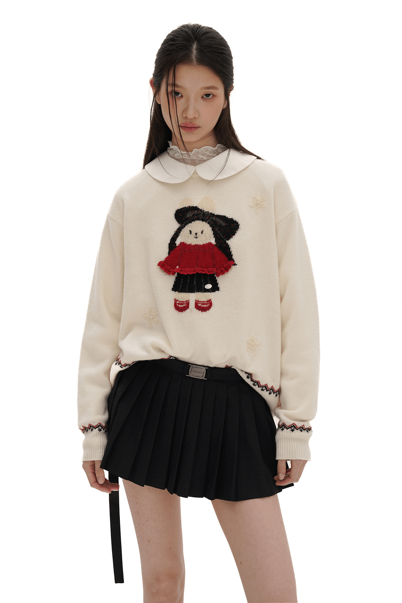 Wollpullover mit besticktem Häschen Zweitbild