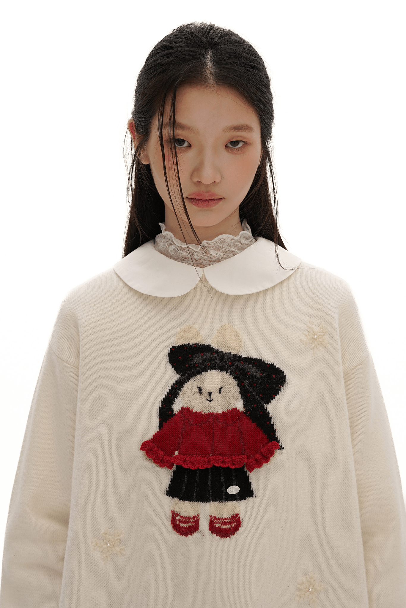 Embroidered Bunny Wool Sweater - COPPING THREADS - MOROMORO