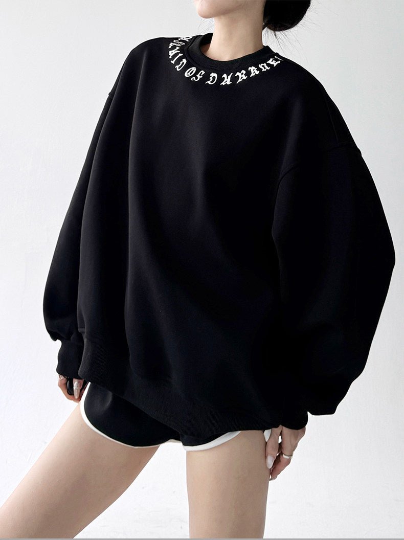 Embroidered-Collar Oversized Sweatshirt - CT52167 Secondary image