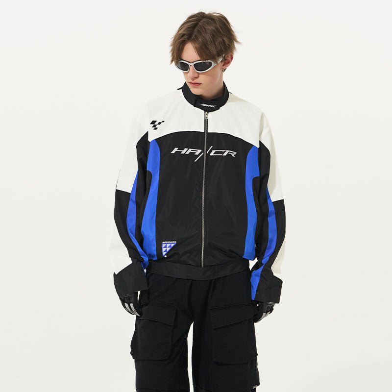 Embroidered Color - Blocked Stand Collar Racing Jacket - COPPING THREADS - Harsh and Cruel