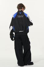 Embroidered Color - Blocked Stand Collar Racing Jacket - COPPING THREADS - Harsh and Cruel