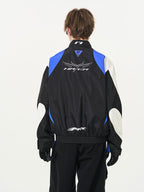 Embroidered Color - Blocked Stand Collar Racing Jacket - COPPING THREADS - Harsh and Cruel