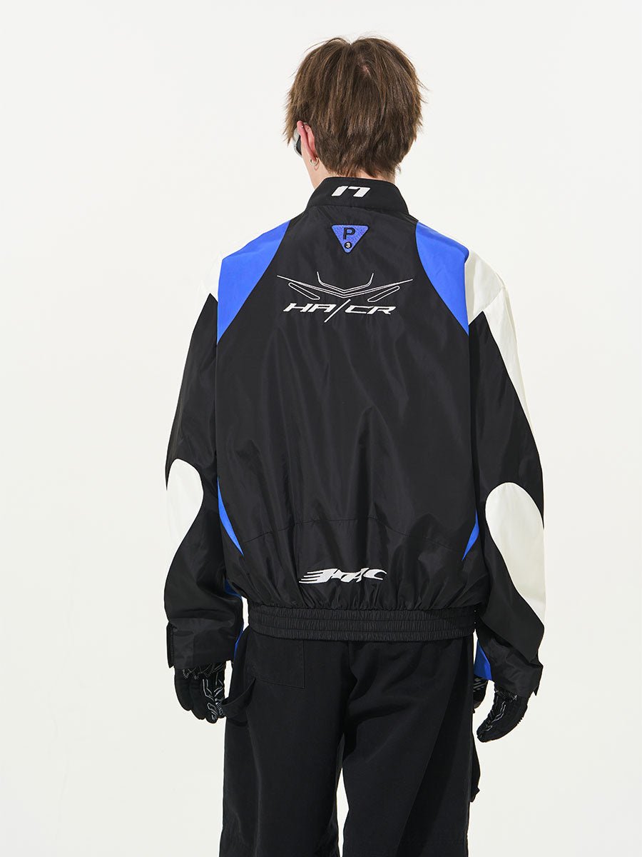 Embroidered Color - Blocked Stand Collar Racing Jacket - COPPING THREADS - Harsh and Cruel
